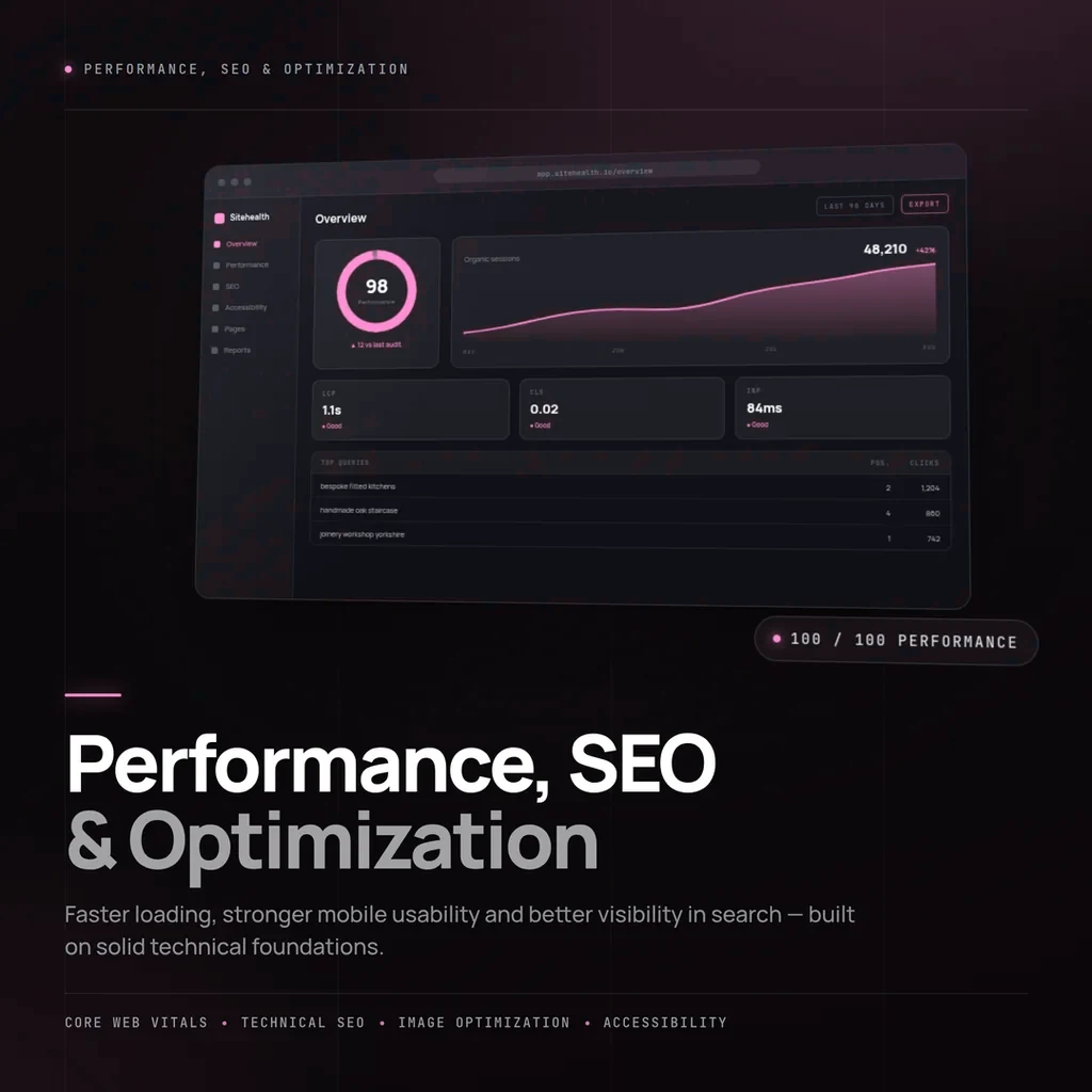 Performance, SEO & Optimization — service artwork