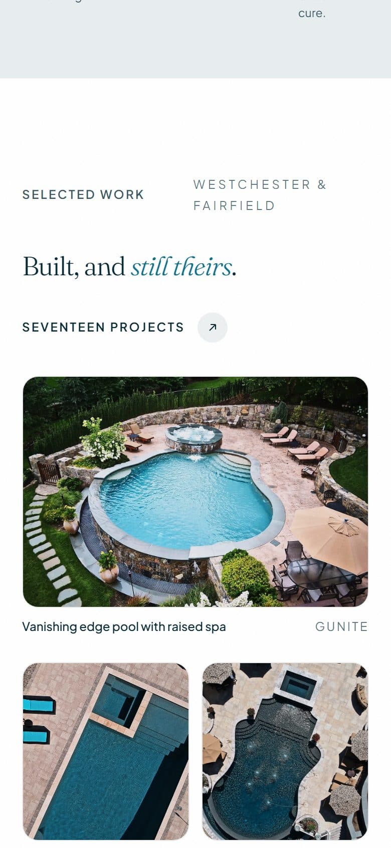The selected work gallery on a 390×844 phone screen.
