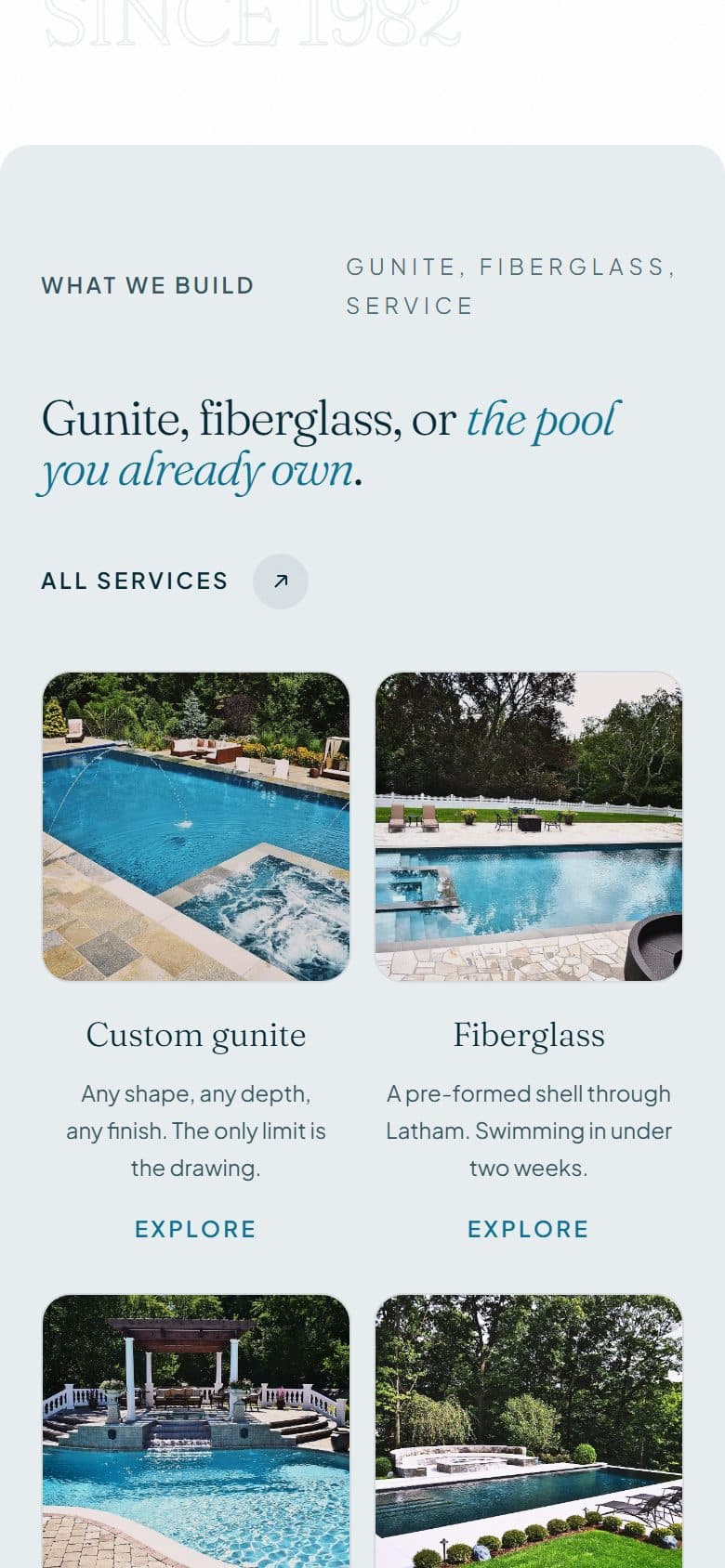The services section on a 390×844 phone screen.